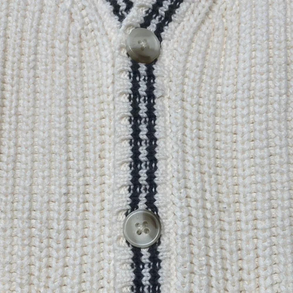 Old Navy Cream Cardigan with Black Stripe Trim